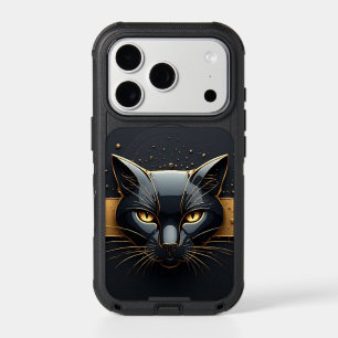 Black Cat Head With Gold Drip Design 🐈 iPhone 17 Pro Case