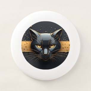 Black Cat Head With Gold Drip Design 🐈 Wham-O Frisbee