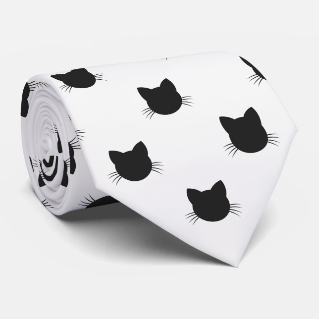 Black cat heads Neck Tie (Rolled)