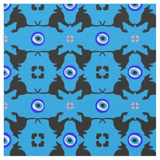 Black Cat, Heart & Evil Eye trendy fashion fabric
