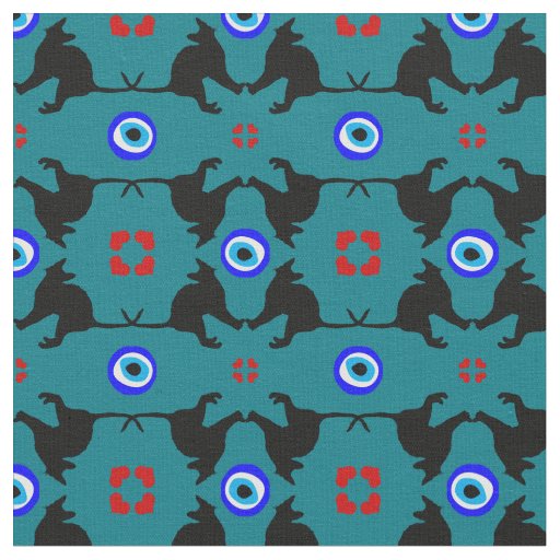 Black Cat, Heart & Evil Eye trendy fashion fabric