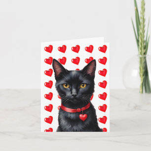 Black Cat & Heart Purr-fect Valentine Card