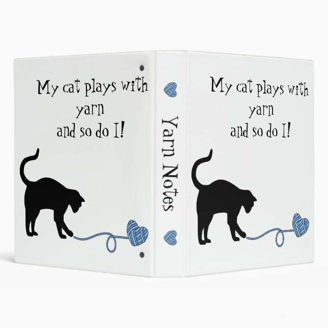 Black Cat & Heart Shaped Yarn (Blue) Binder (Background)