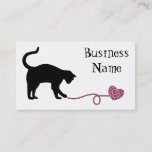 Black Cat &amp; Heart Shaped Yarn (Pink) Business Card