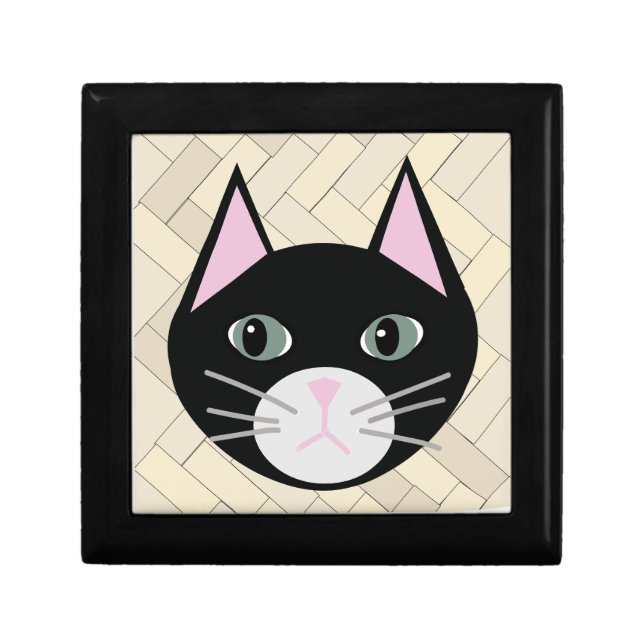 Black Cat Herringbone Beige Gift Box (Front)