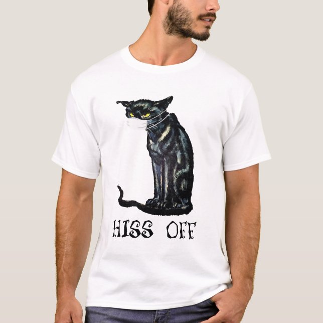 Black Cat Hiss Off Shirt Funny 2020 Quarantined (Front)