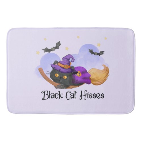 Black Cat Hisses Bath Mat