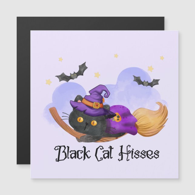 Black Cat Hisses – Halloween Witch Cat (Front/Back)