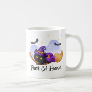 Black Cat Hisses – Halloween Witch Cat Coffee Mug