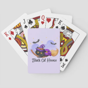 Black Cat Hisses – Halloween Witch Cat Poker Cards
