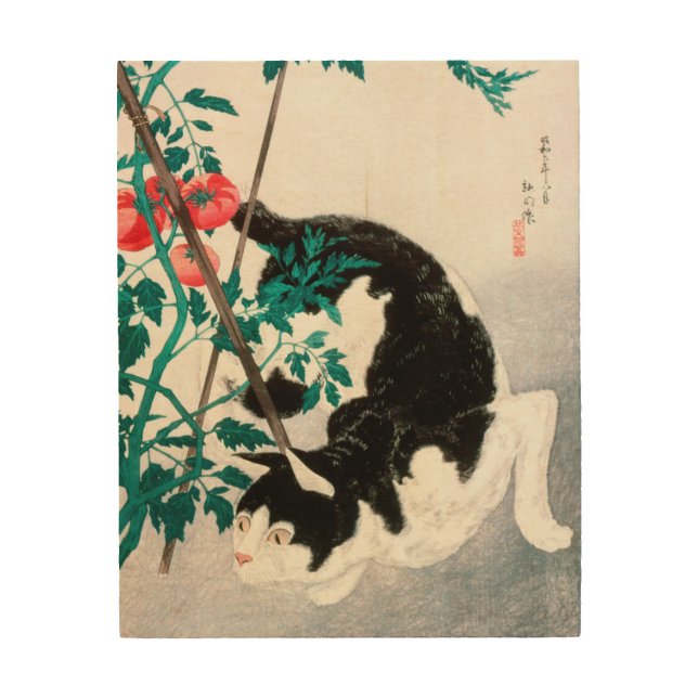 Black Cat Hissing 20th century Wood Wall Art (Front)