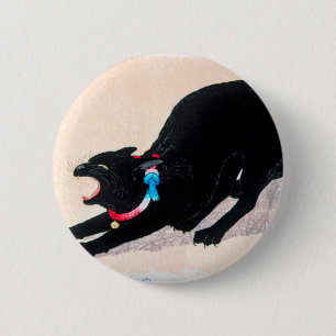 Black Cat Hissing Fine Art by Hiroaki Takahashi Button