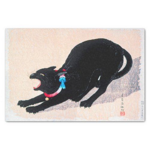 Black Cat Hissing Fine Art by Hiroaki Takahashi Tissue Paper