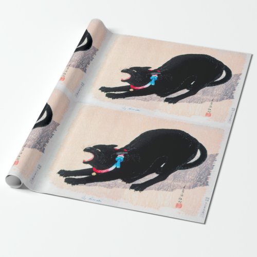 Black Cat Hissing Fine Art by Hiroaki Takahashi Wrapping Paper