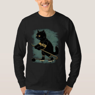 Black Cat Hockey Retro Graphic Tees Men Women Boys