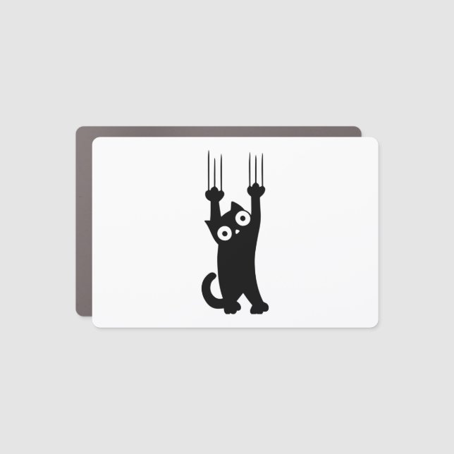 Black Cat Holding On  Car Magnet (Front)
