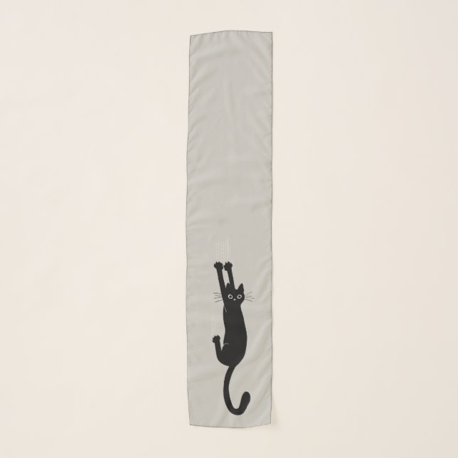 Black Cat Holding On | Funny Kitty Lover's Novelty Scarf (Front)