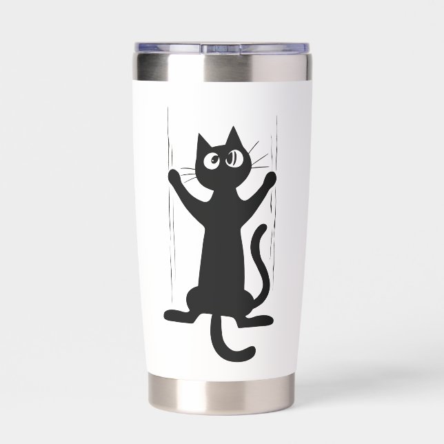 Black Cat Holding On Insulated Tumbler (Back)