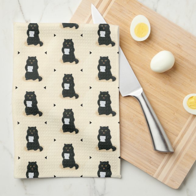 Black Cat Home Sweet Home Rescue Shelter Cute Kitchen Towel (Quarter Fold)