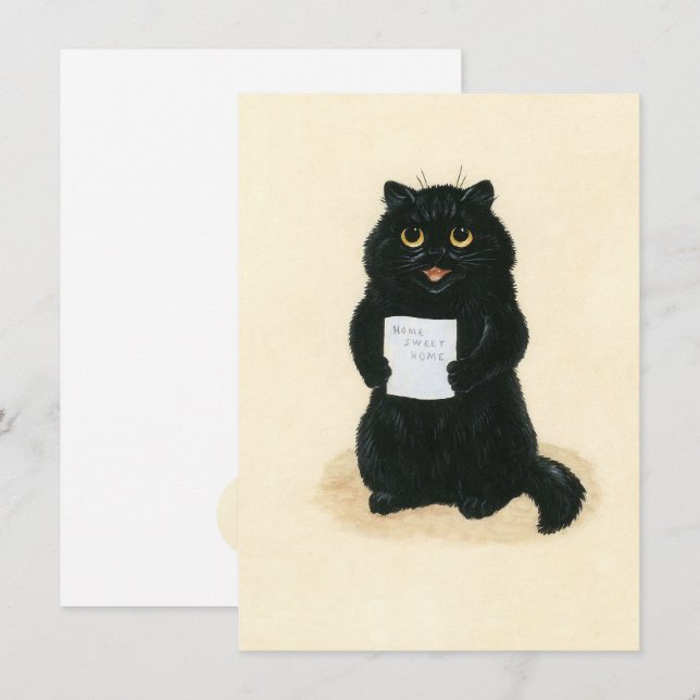 Black Cat Home Sweet Home Rescue Shelter Cute Note Card (Front/Back)