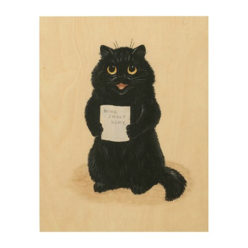 Black Cat Home Sweet Home Rescue Shelter Vintage Wood Wall Art
