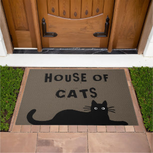 Black Cat - House of Cats - Custom Text Doormat