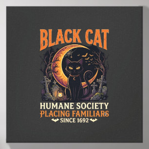 Black Cat Humane Society Halloween Crescent Moon L Canvas Photo Tile