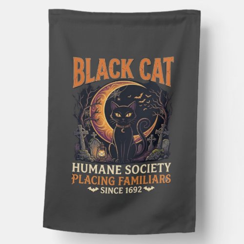 Black Cat Humane Society Halloween Crescent Moon L House Flag