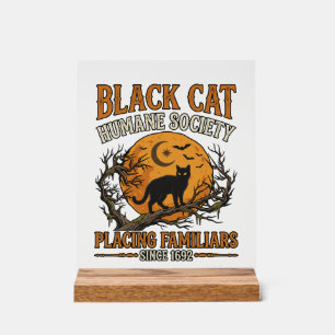 Black Cat Humane Society Halloween Full Moon Bats_ Acrylic Sign