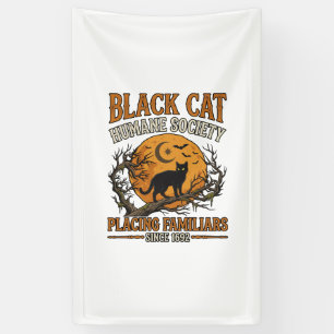 Black Cat Humane Society Halloween Full Moon Bats_ Banner