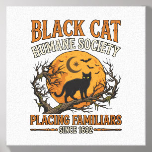 Black Cat Humane Society Halloween Full Moon Bats_ Canvas Photo Tile