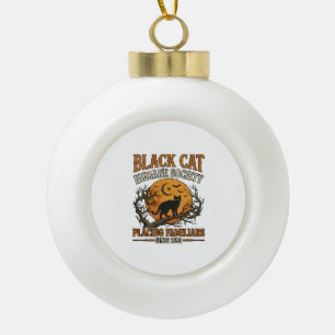 Black Cat Humane Society Halloween Full Moon Bats_ Ceramic Ball Christmas Ornament