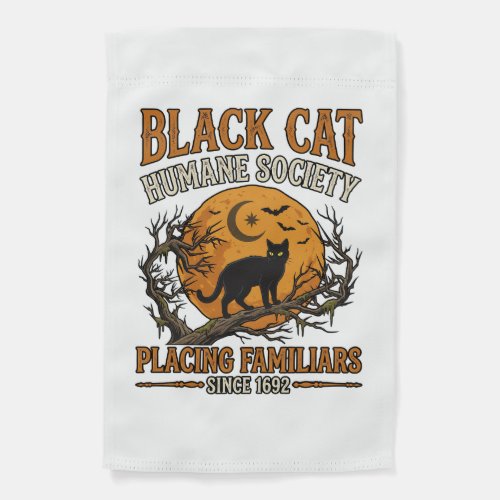 Black Cat Humane Society Halloween Full Moon Bats_ Garden Flag