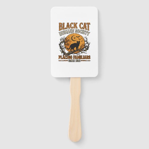 Black Cat Humane Society Halloween Full Moon Bats_ Hand Fan