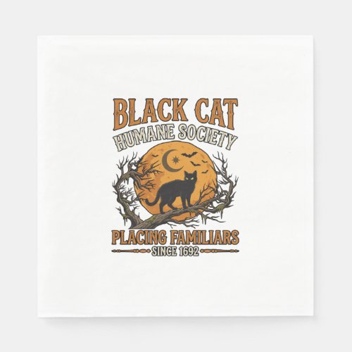 Black Cat Humane Society Halloween Full Moon Bats_ Napkins