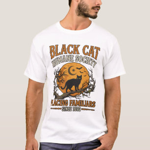 Black Cat Humane Society Halloween Full Moon Bats_ T-Shirt