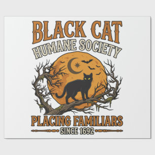 Black Cat Humane Society Halloween Full Moon Bats_ Wrapping Paper