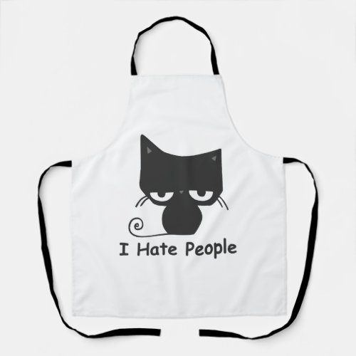 Black Cat I Hate People Gift For Cat Lovers Apron