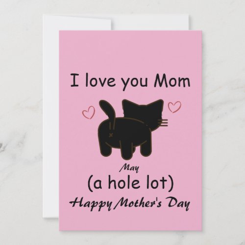 Black cat I love you mom a hole lot  Invitation