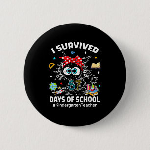 Black Cat I Survived 67 Days Of School Kindergarte Button