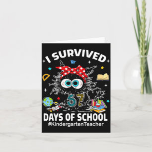 Black Cat I Survived 67 Days Of School Kindergarte Card