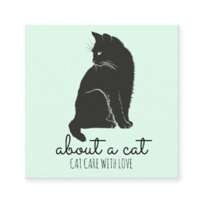 Black Cat Illustration Cat Care Square Business Card