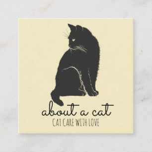 Black Cat Illustration Cat Care Square Business Card