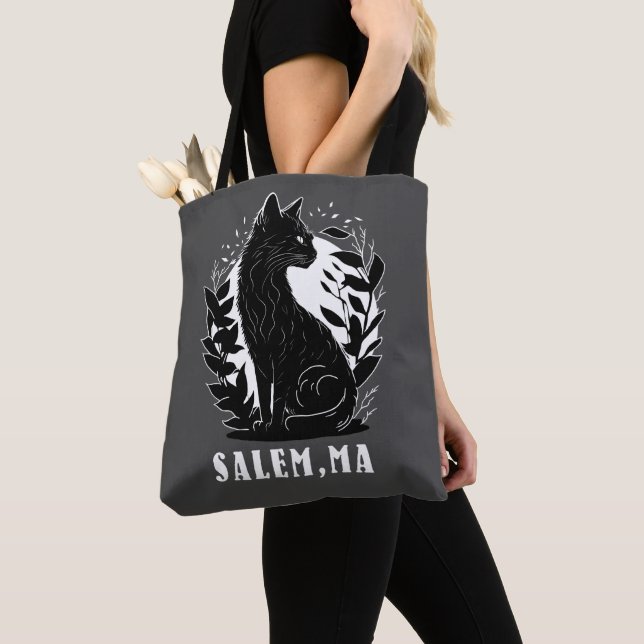 Black Cat Illustration | Salem Tote Bag (Close Up)
