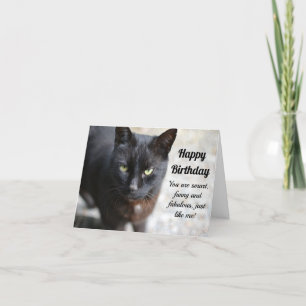 Black cat image w Happy Birthday  Thank You Card