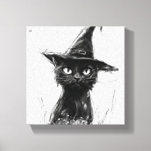 Black Cat (Impression similar to painting by hand) Canvas Print