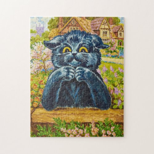 Black Cat in a Garden by Louis Wain Jigsaw Puzzle