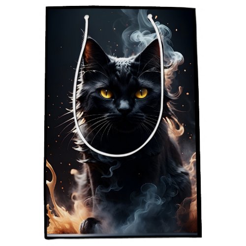 Black Cat in a Haze of Smoke Mystified  Medium Gift Bag