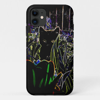 Black Cat in A Neon Garden iPhone 5 case