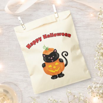Black Cat In A Pumpkin Costume  Favor Bag by FalconsEye at Zazzle